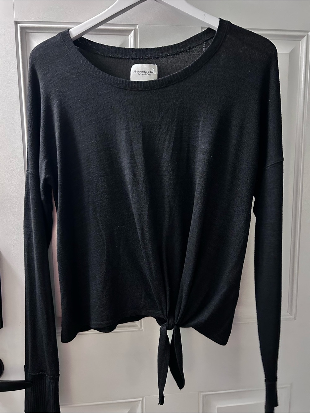 Abercrombie & Fitch Black Tie-Front Long Sleeve Top